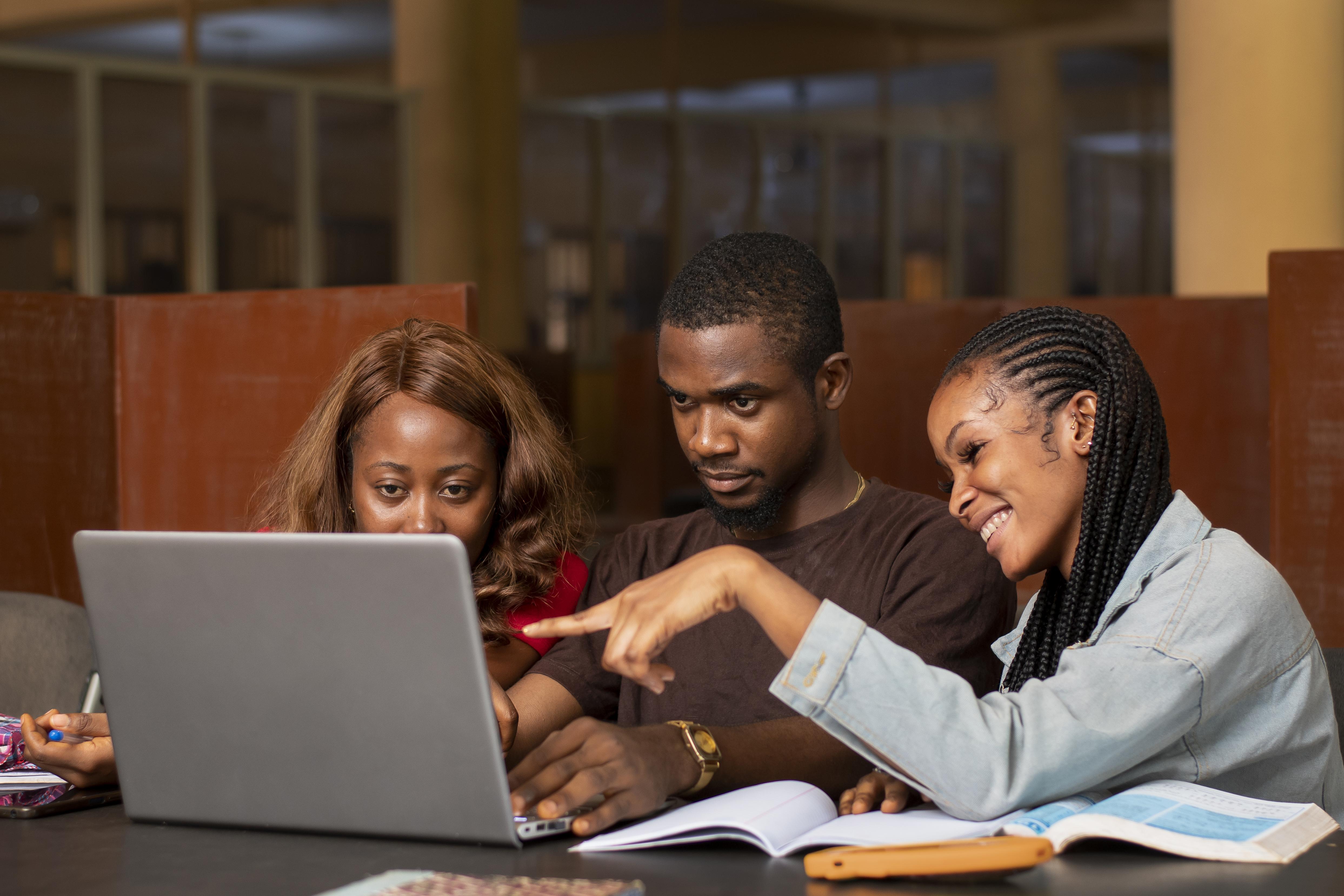 Students studying with campus WiFi
